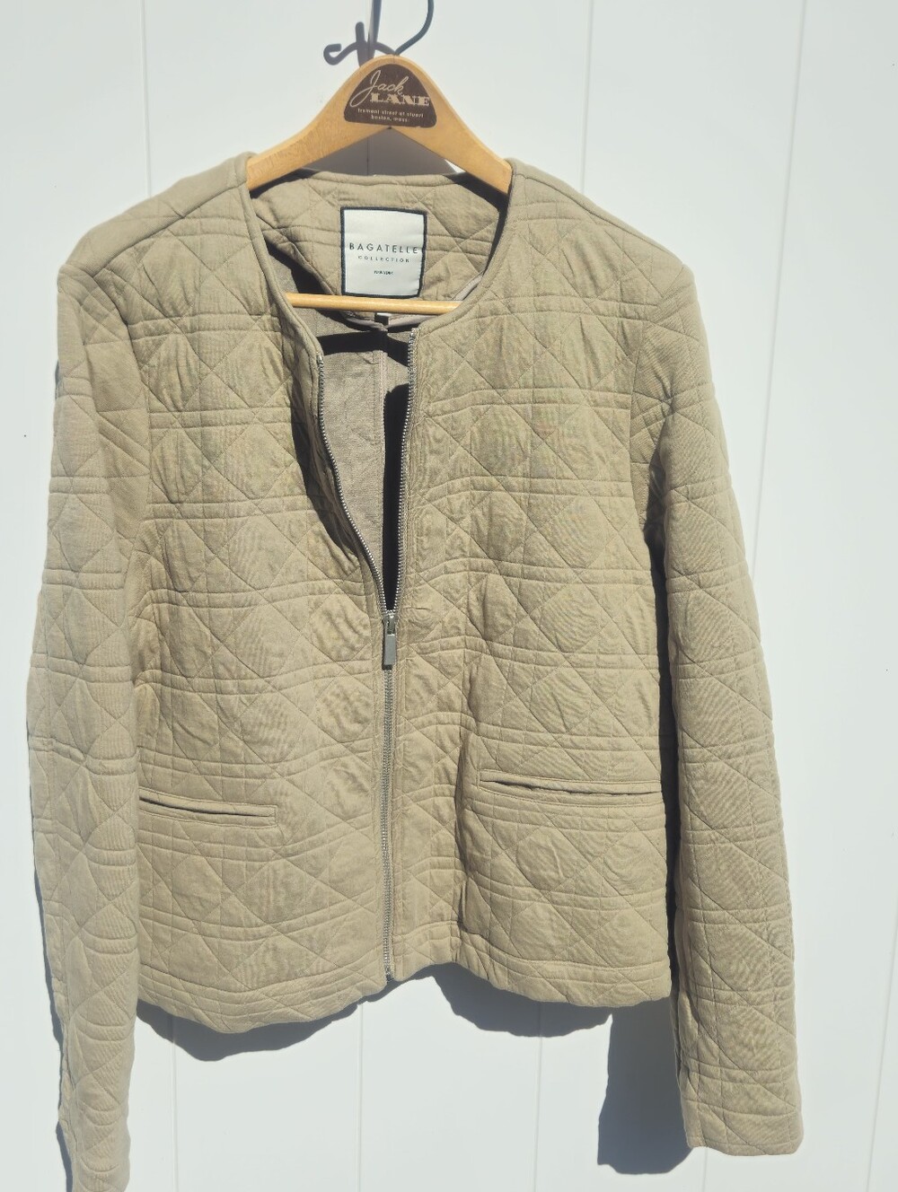 Bagatelle Collectiom Quilted Taupe-Beige Bomber Jacket